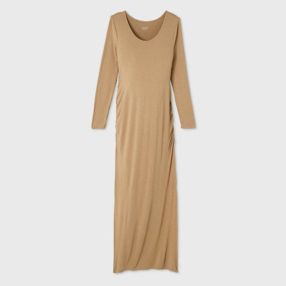 Isabel Maternity Long Sleeve Ruched Dress - XS